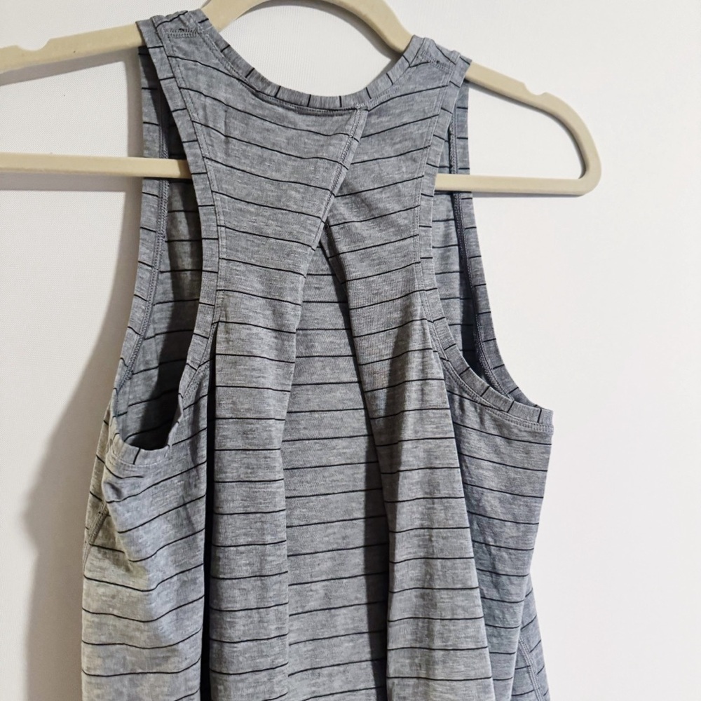 Lululemon - Grey and Black Striped All Tied Up Tank - Picture 5 of 9